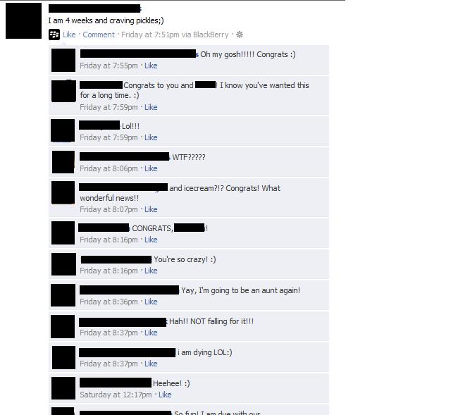 Facebook status prank