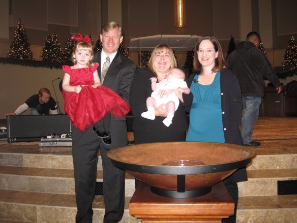 Baptizing Hunter (I'm 6 months pregnant with Drew here)